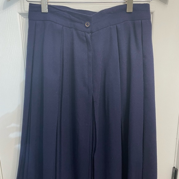 29-Vintage Susan Bristol Maxi Wool Pleated Skirt Dark Navy Blue 10 Librarian - Picture 9 of 11